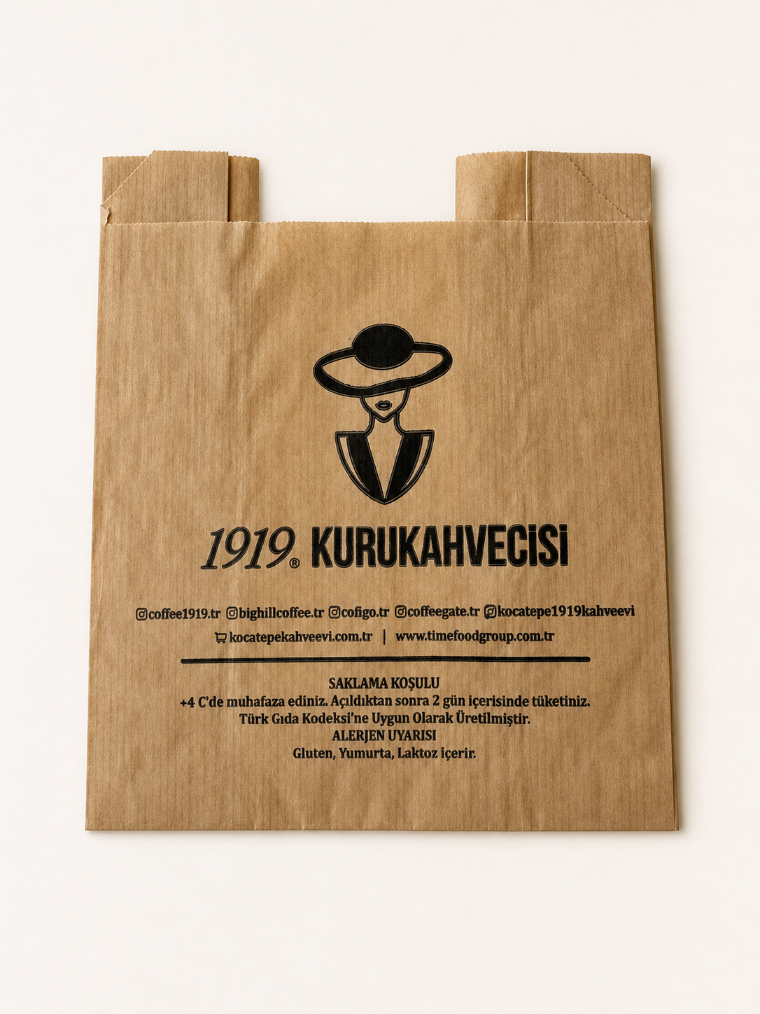 Kocatepe 1919 Kurukahvecisi için üretilmiş baskılı kraft kese kağıdı